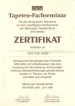 Zertifikat Schulung Tapetenfabrik MARBURG
